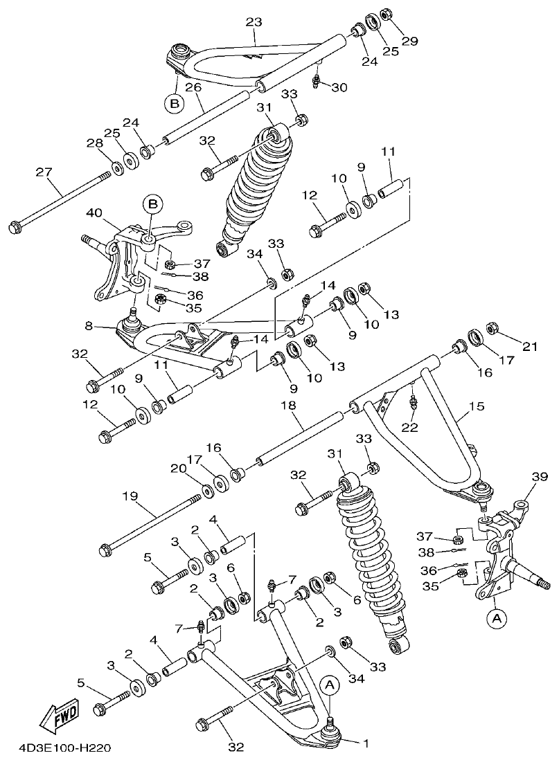 Yamaha 250RAP FRONT SUSPENSION & WHEEL parts diagram